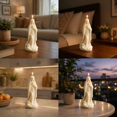 Decorative Fragrance Candle with Raised 3D Ivory Swirl Pillar Artwork | Long Burning Scented Candle for Home Décor, Living Room, Bedroom, Meditation Space, Table Decoration & Gift