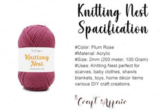 Craft Affair | Knitting Nest Acrylic Yarn (200 Meter, 100 Grams, 2mm) / Woolen Yarn/Acrylic Yarn for Knitting and Crocheting-Olive