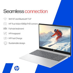 HP 15 Smartchoice, AMD Ryzen 3 7320U (8GB LPDDR5, 512GB SSD) FHD, Anti-Glare, Micro-Edge, 15.6''/39.6cm, Win11, M365 Basic(1yr)* Office24, Silver, 1.59kg, fc0500AU, FHD Camera w/Privacy Shutter Laptop