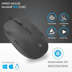Prodot 5-in-1 Wired Combo Pack | 247s Wired Keyboard + Quad Optical Mouse with Adjustable DPI + 4 in1 Port USB Hub + USB Type-A to Type-C OTG + Anti-Slip Mouse Pad | for Laptop/Desktop
