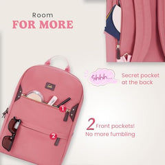 Genie Miami Laptop Backpack for Women (16 Inches) | Modern Office, College & Travel Laptop Backpack | Padded Laptop Sleeve | Rose
