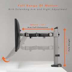 Artikel Double Monitor Desk Mount | Adjustable Heavy Duty Monitor Arms | VESA Mount with C Clamp & Grommet Mounting Base | Computer Monitor Stand for Screen up to 27 inch | Table Mounted | Black