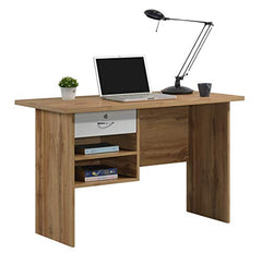 DeckUp Plank Giona Engineered Wood Study Table and Office Desk (Walnut and White, Matte Finish)