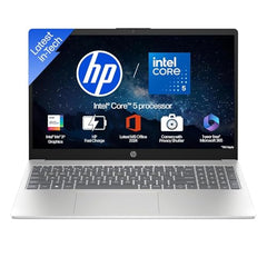 HP 15, Intel Core 5-120U (16GB DDR4, 512GB SSD) FHD, Anti-Glare, Micro-Edge, 15.6''/39.6cm, Win11, M365 Basic(1yr), Office Home24, Silver,1.59kg, fd0682tu, FHD Camera w/Shutter, BL Laptop