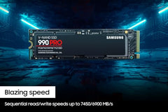 Samsung 990 PRO SSD 2TB PCIe 4.0 M.2 Internal SSD, Seq. Read Speeds Up to 7,450 MB/s for High End Computing, Gaming, Video Editing and Heavy Duty Workstations, MZ-V9P2T0BW