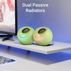 ZEBRONICS Blues 2.0 Computer Speakers, 8 Watts, 45° Elevated Drivers, Dual Passive Radiators, USB Powered, AUX, Volume Control Knob, RGB LED, for Laptops & Desktop (Black)
