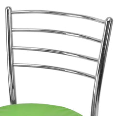 RATISON Office Visitor Study Chair Home Restaurant Steel Multipurpose with a Leather Cushion Steel Chrome Chair with Ring (Green, 6)