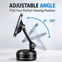 (1 Year Warranty) 360° N52 Strong Magnetic Vacuum Phone Holder, Strong Suction Mobile Mount for Car Dashboard, Windshield, Mirror & Smooth Surfaces, Hands-Free Universal Smartphone Holder - Black