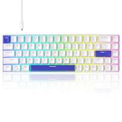 MageGee Portable 60% Mechanical Gaming Keyboard, MK-Box LED Backlit Compact 68 Keys Mini Wired Office Keyboard with Blue Switch for Windows Laptop PC Mac - Blue/White