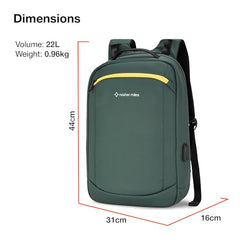 Nasher Miles Madison Passenger Workpack 22 Liters Water Resistant, Padded, Premium Reversed Polyester Black Yellow Laptop Backpack | USB charging| Unisex | Ideal For Office (Black & Yellow)