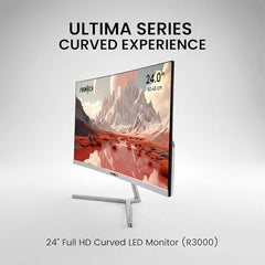 FRONTECH Ultima Series 24 Inch Curved LED Monitor, Refresh Rate 100Hz, 3500R Curve, Full HD 1080p, Built in Speaker, Bezel Less Design, HDMI & VGA Ports, 3 Years Warranty (MON-0088, White)