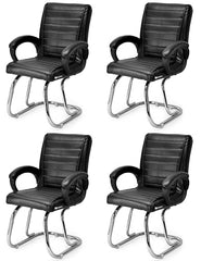 RATISON Special Director Principal Manager Office Visitor with arm Rest with Double Pipe Frame and Cushioned seat Back (2, Black, Double Pipe Frame)