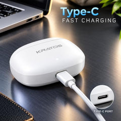 Kratos TW02 Ear Buds Wireless with 60H Playtime, Noise Isolation & Clear Calls, Bluetooth Earbuds with Voice Assistant, Ear Buds with Bluetooth V 5.3 & with Type C Fast Charging, IPX5 TWS Earphones