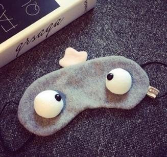 SYGA Cartoon Sleep Eye Mask Adjustable Head Strap Funny Eye Mask for Sleeping_Grey