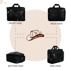 Leather World Vegan Leather 15.6 Inch Laptop Office Briefcase Messenger Bag Satchel for Men and Women, with Adjustable Strap and Expandable Bottom (Brown)