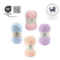 NESTNHAVEN , Plush & Cuddly Sets 2.0 , Chenille Yarn Supersoft Hand Knitting Wool Ball, set of 4 , 400 grams (1 Ball/100 Gram Each) Suitable for Craft, Babywear, Toys , Baby Blankets , 5 Bulky, Shades - NNHS 2.0 (Set 26 baby Pink , lilac , hot pink…