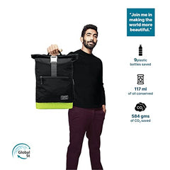 uppercase 14L Roll Top Laptop Backpack| up to 15'' |3x More Water Repellent Sustainable Laptop Bag| Travel Bag for Men & Women(Black) | 750 Days Warranty (Black)