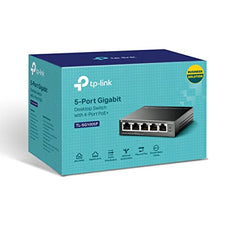 TP-Link 5 Port Gigabit Desktop Switch | 4 Port PoE 65W | 802.3af Compliant | Shielded Ports | Traffic Optimization | Plug and Play | Sturdy Metal (TL-SG1005P)