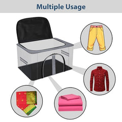 Kuber Industries Pack of 3 PVC Transparent Underbed Storage Bag | Multi-Purpose Garments Bag for Clothes-Toy | Wardrobe Bag with Handle | U Zip | Black