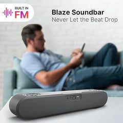 CrossBeats Blaze B24 Bluetooth Soundbar 24W, Gaming RGB Lights, AUX, Bluetooth, USB, FM & TWS I Fast SnapCharge Battery, Multiport Connectivity, BT Speaker for TV, Mobile, PC, Laptops, Tablets Black