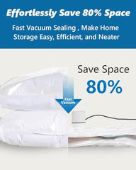KRUDA Space Saving vacuum bags for clothes with pump Vacuum Compression Storage Bags with Electric Pump | | Reusable Airtight Zip Bags for Blankets, Clothes, Travel Up to 80% Space Saving