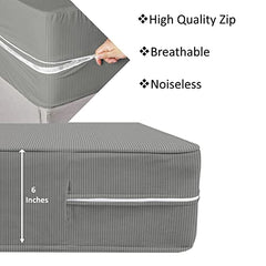 HOMEKART Premium Cotton 220TC 78 x 72 x 8 King Size Double Bed Mattress Cover Protector with Zip/Chain|Provides All Around Protection - 1 pc Multicolor (Grey, 78 x 72 x 8)