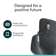 Logitech MX Master 3S Bluetooth Edition Wireless Mouse, No USB Receiver - Ultra-Fast Scrolling, Ergo, 8K DPI, Track on Glass, Quiet Clicks, Works with Apple Mac, Windows PC, Linux, Chrome - Graphite
