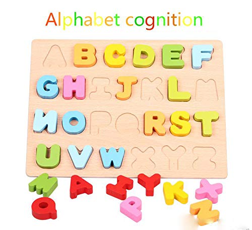 SYGA Educational Wooden Alphabet Block Puzzle Uppercase Letter Learning Toy