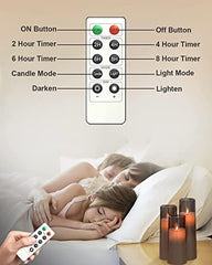 Flameless LED Pillar Candle Set of 2 | Acrylic Fiber Glass | Dancing Faux Wick | Remote Control with Battery Operated 3 AA | Home Décor & Gifting | 3" D x 6" H | Red