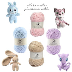 NESTNHAVEN , Plush & Cuddly Sets 2.0 , Chenille Yarn Supersoft Hand Knitting Wool Ball, set of 4 , 400 grams (1 Ball/100 Gram Each) Suitable for Craft, Babywear, Toys , Baby Blankets , 5 Bulky, Shades - NNHS 2.0 (Set 26 baby Pink , lilac , hot pink…