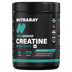 Nutrabay Pure Series Micronised Creatine Powder Monohydrate, Pre/Post Workout Bodybuilding, Crossfit Supplement, 250 g (Unflavoured)
