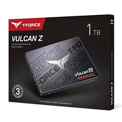 TeamGroup T-Force Vulcan Z 1TB Gaming SSD, Sata III 6Gbps Interface, SLC Cache, 3D NAND TLC, 2.5 Inch Form Factor, Internal Solid State Drive, Speed Up to 550/500 MB/s, High Performance, Low Latency