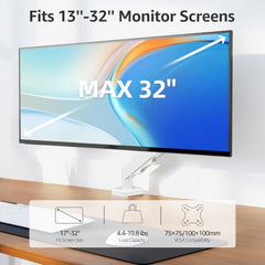 MOUNTUP Dual Monitor Stand for Desk, Monitor Arms for 2 Monitors 13-32 Inch | Holds 4.4-19.8lbs per Arm, VESA 75x75/100x100, Full Motion Monitor Mount for Home Office, C-Clamp & Grommet Base, Black