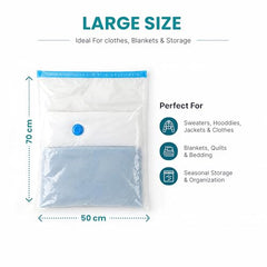 The Better Home Vacuum Storage Bags Medium Size with Hand Pump (Pack of 5) | 70x50cm Fresh, Odor-Free Compression Bags for Clothes, Blankets & Bedding | Space Saver Airtight Storage Organizer