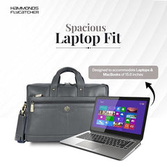 HAMMONDS FLYCATCHER Genuine Leather Office Bag for Men - 15.6 Inch Laptop Bag for Men, Adjustable Strap, Multi Compartments - Ideal for Office, Travel, Daily Use - 1 Year Warranty - Brown