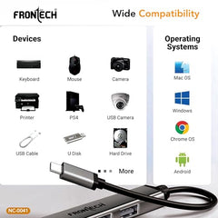 Frontech 8-in-1 Multi-Port Expansion Hub, Dual Input (USB-C & USB), High-Speed Data Transfer, Metal Matt Finish, Backed with 1 Year Warranty (NC-0058)