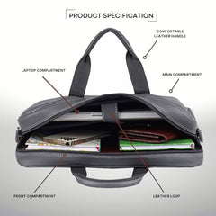 WildHorn Genuine Leather Office Bag for Men | 15.6-Inch Laptop Bag with a Minimalist Design | Professional Leather Bag with Adjustable Straps & Multiple Compartments | 1-Year Warranty