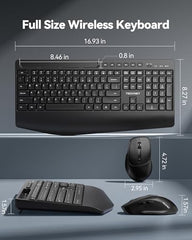 TECKNET Wireless Keyboard and Mouse Combo, Mini Cordless Computer Keyboard and Mouse Set 2.4GHz, Silent Adjustable 1600 DPI, Quiet Click, Lag-Free for Computer, Laptop, PC, Windows, Mac, Chrome OS