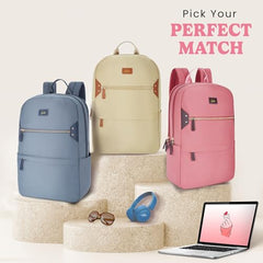 Genie Miami Laptop Backpack for Women (16 Inches) | Modern Office, College & Travel Laptop Backpack | Padded Laptop Sleeve | Rose