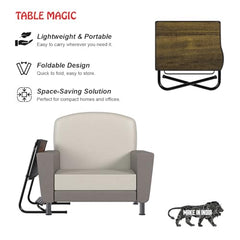 TABLE MAGIC- BADE Multipurpose Laptop Table Mat Finish - Adjustable, Foldable, Portable, Engineered Wood Top with Footrest, Top Size 60 * 45cm (Beige- Wenge)