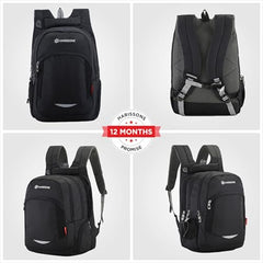 HARISSONS Xeno Travel Laptop Backpack | 40L | Fits 15.6" Laptop | Water-Resistant Dobby PU Polyester | USB Port, Rain Cover, Reflectors, Sternum Strap | Work, College & Commute (Black-Green)