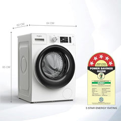 Whirlpool Smart Choice 9 Kg Steam Wash Technology 5 Star Inverter Front Load Fully Automatic Washing Machine with In-Built Heater (SUPREME CARE 9014-E, Midnight Grey, 100+ Tough Stains, 1400 RPM)