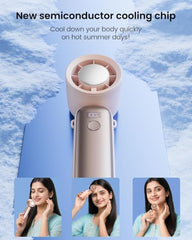 Gaiatop Portable Turbo Handheld Fan with Ice Cooler,Powerful High-Speed Foldable Hand Fan With 100 Speed Adjustable,4800mAh Rechargeable Personal Fans Gift for Travel Indoor Outdoor Use (Light pink)