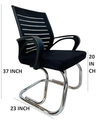 GOYALSON Visitor Chair Leather Back and Cushioned seat Chrome Base Suitable for Reception Home Conference Room Study Computer Restaurant Chair (1 Leather Back, z Black, Standard)
