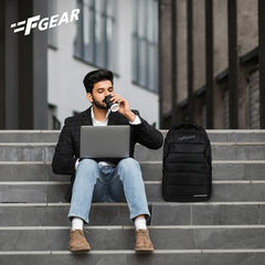 F Gear Trofeo Black 30L Premium Laptop Backpack | 2 Compartments & 2 Pockets | Durable Lightweight Water-Resistant Bag for Men & Women | Fits Upto 17 Inch Laptop | For College, Office & Travel