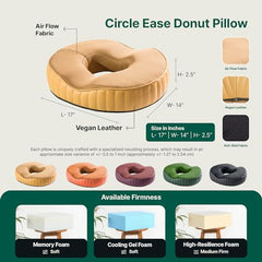 The White Willow Donut Pillow – Medium Firm HR Memory Foam Coccyx Seat Cushion for Tailbone, Hemorrhoid & Piles Pain Relief – Car & Office Chair – Above 60KG – Classic Black