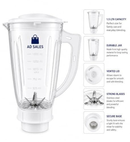 1.5 Litre Plastic Juicer Mixer Grinder Jar with Lid | Heavy Duty Transparent Blender Jar| pack of 1