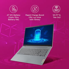Lenovo IdeaPad Slim 3 12th Gen Intel Core i5-12450H 15.6 Inch (39.6cm) FHD Thin & Light Laptop (16GB/512GB SSD/Windows 11/Office Home 2024/3months Game Pass/Arctic Grey/1.62Kg), 83ER00MCIN