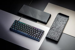 ROG Falchion Ace HFX 65% gaming keyboard with ROG HFX magnetic switches, rapid trigger toggle, 8000 Hz polling rate, three-layer dampening foam, silicone gasket mount, touch panel and protective cover