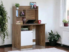 DeckUp Zeus Engineered Wood Study Table and Office Desk (Wotan Oak & White)